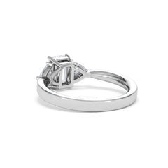 Aurora Lab Diamond Emerald Cut and Trillion 1.70ct Ring in 18K White Gold F/VS1