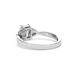 Aurora Lab Diamond Emerald Cut and Trillion 1.70ct Ring in 18K White Gold F/VS1