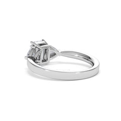 Aurora Lab Diamond Emerald Cut and Trillion 1.70ct Ring in 18K White Gold F/VS1