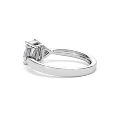 Aurora Lab Diamond Emerald Cut and Trillion 1.70ct Ring in 18K White Gold F/VS1
