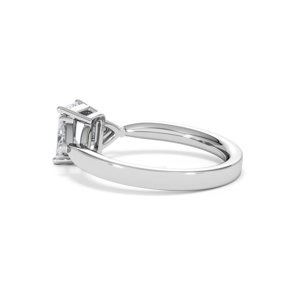 Aurora Lab Diamond Emerald Cut and Trillion 1.70ct Ring in 18K White Gold F/VS1