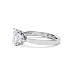 Aurora Lab Diamond Emerald Cut and Trillion 1.70ct Ring in 18K White Gold F/VS1