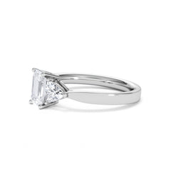 Aurora Lab Diamond Emerald Cut and Trillion 1.70ct Ring in 18K White Gold F/VS1