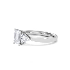 Aurora Lab Diamond Emerald Cut and Trillion 1.70ct Ring in 18K White Gold F/VS1