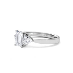 Aurora Lab Diamond Emerald Cut and Trillion 1.70ct Ring in 18K White Gold F/VS1