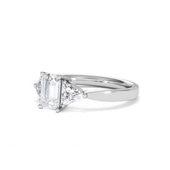 Aurora Lab Diamond Emerald Cut and Trillion 1.70ct Ring in 18K White Gold F/VS1
