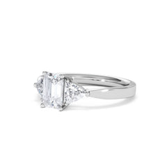 Aurora Lab Diamond Emerald Cut and Trillion 1.70ct Ring in 18K White Gold F/VS1