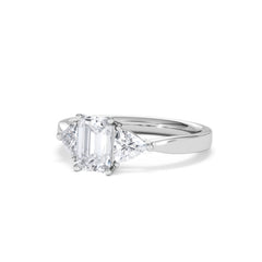 Aurora Lab Diamond Emerald Cut and Trillion 1.70ct Ring in 18K White Gold F/VS1