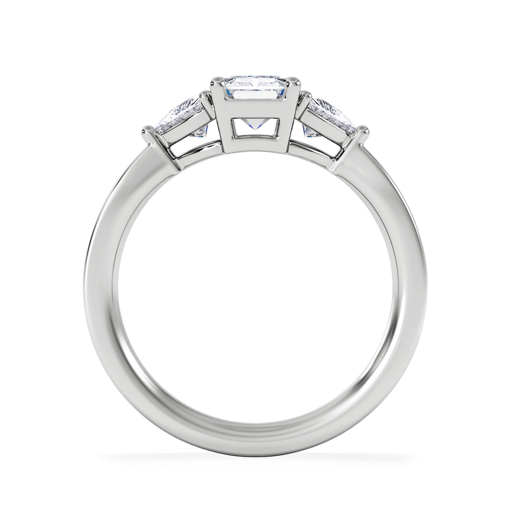 Aurora Lab Diamond Emerald Cut and Trillion1.70ct Ring in 18K White Gold F/VS1