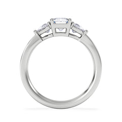 Aurora Lab Diamond Emerald Cut and Trillion 1.70ct Ring in 18K White Gold F/VS1