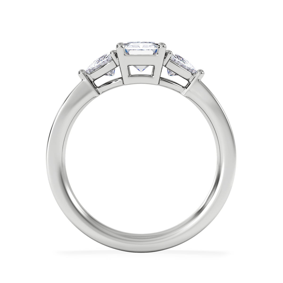 Aurora Lab Diamond Emerald Cut and Trillion1.70ct Ring in 18K White Gold F/VS1