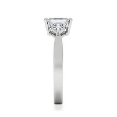 Aurora Lab Diamond Emerald Cut and Trillion 1.70ct Ring in 18K White Gold F/VS1