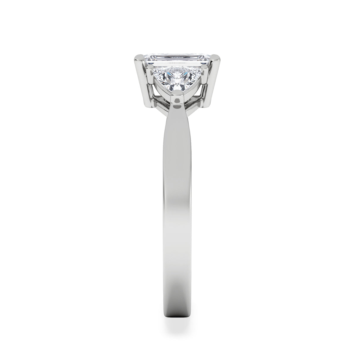 Aurora Lab Diamond Emerald Cut and Trillion1.70ct Ring in 18K White Gold F/VS1