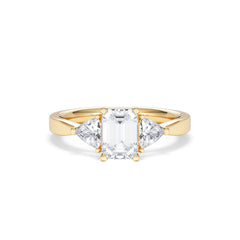 Aurora Lab Diamond Emerald Cut and Trillion 1.70ct Ring in 18K Gold F/VS1