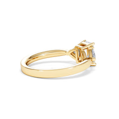 Aurora Lab Diamond Emerald Cut and Trillion 1.70ct Ring in 18K Gold F/VS1