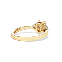 Aurora Lab Diamond Emerald Cut and Trillion 1.70ct Ring in 18K Gold F/VS1