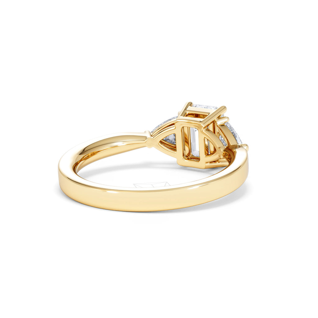 Aurora Lab Diamond Emerald Cut and Trillion 1.70ct Ring in 18K Gold F/VS1