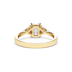 Aurora Lab Diamond Emerald Cut and Trillion 1.70ct Ring in 18K Gold F/VS1