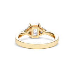 Aurora Lab Diamond Emerald Cut and Trillion 1.70ct Ring in 18K Gold F/VS1