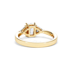 Aurora Lab Diamond Emerald Cut and Trillion 1.70ct Ring in 18K Gold F/VS1