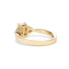 Aurora Lab Diamond Emerald Cut and Trillion 1.70ct Ring in 18K Gold F/VS1