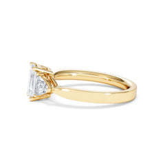 Aurora Lab Diamond Emerald Cut and Trillion 1.70ct Ring in 18K Gold F/VS1