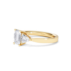 Aurora Lab Diamond Emerald Cut and Trillion 1.70ct Ring in 18K Gold F/VS1