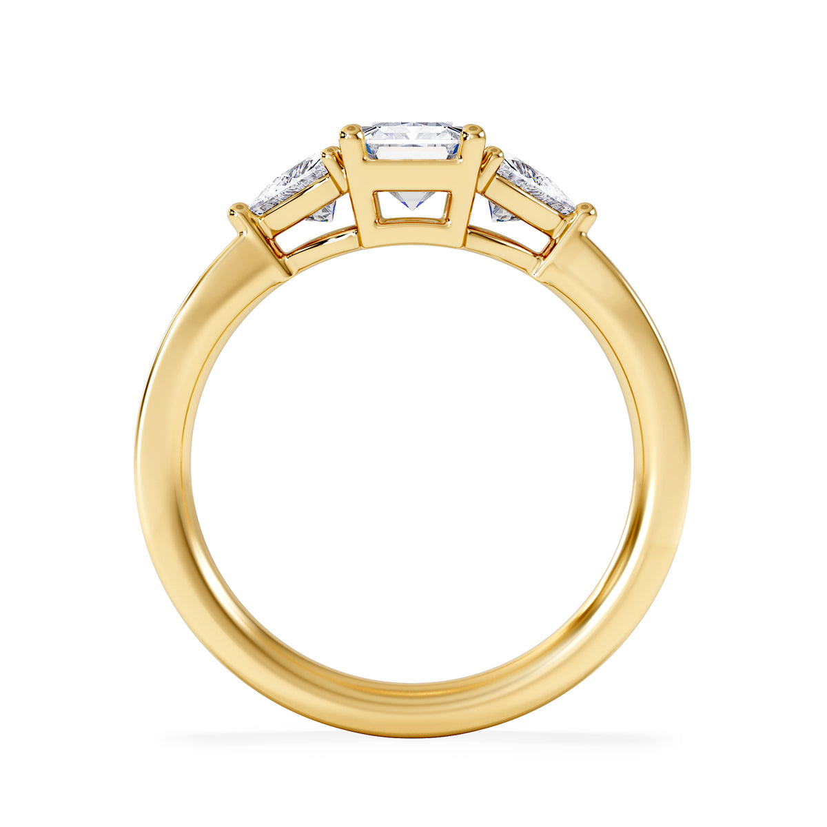 Aurora Lab Diamond Emerald Cut and Trillion 1.70ct Ring in 18K Gold F/VS1