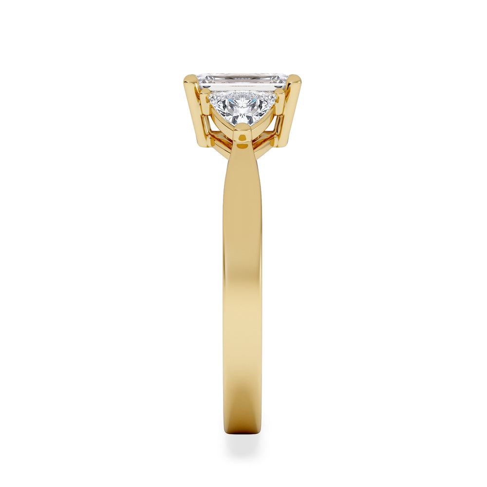 Aurora Lab Diamond Emerald Cut and Trillion 1.70ct Ring in 18K Gold F/VS1