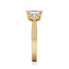 Aurora Lab Diamond Emerald Cut and Trillion 1.70ct Ring in 18K Gold F/VS1