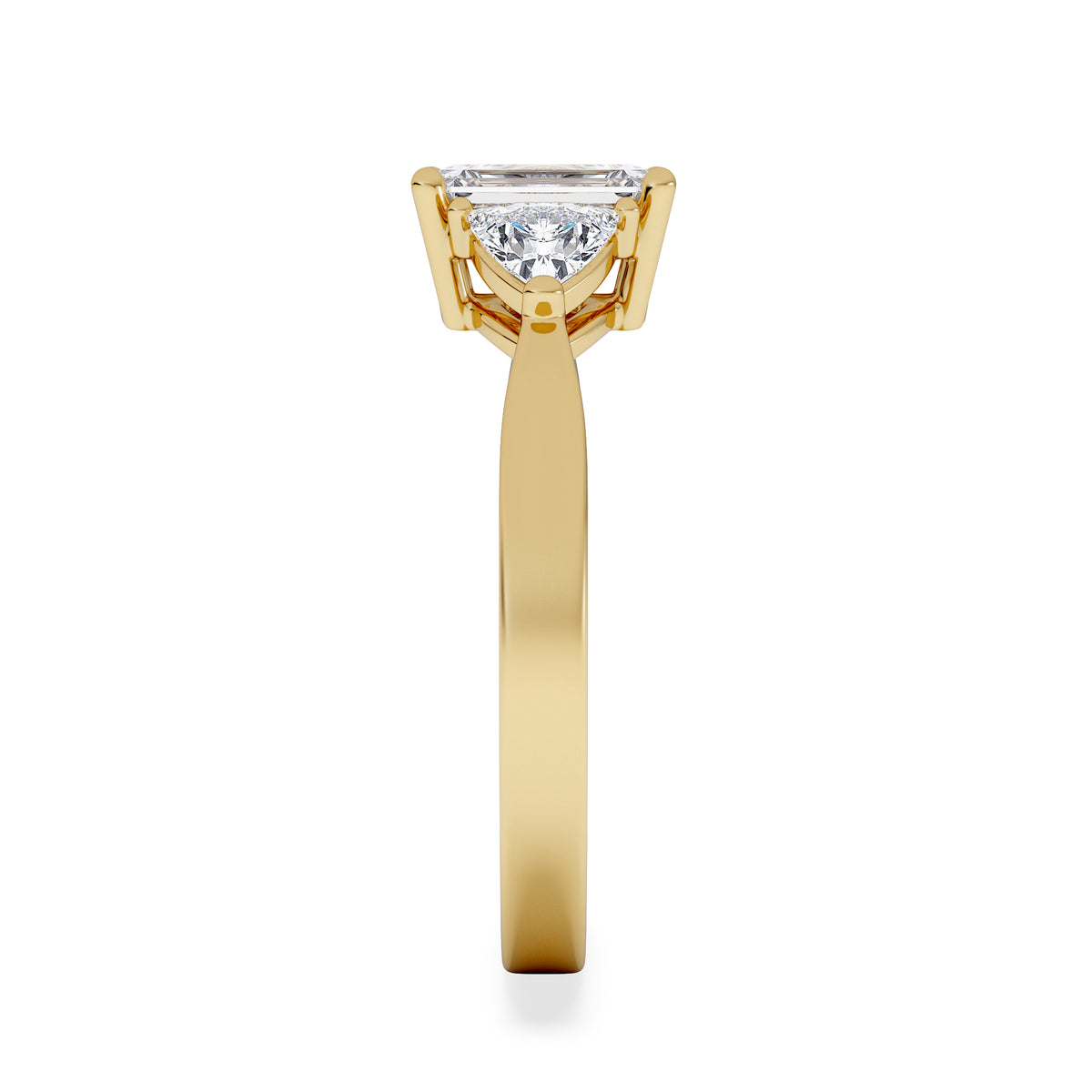 Aurora Lab Diamond Emerald Cut and Trillion 1.70ct Ring in 18K Gold F/VS1