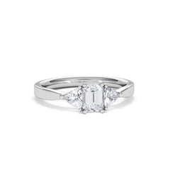 Aurora Lab Diamond Emerald Cut and Trillion 1.00ct Ring in Platinum F/VS1