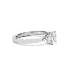 Aurora Lab Diamond Emerald Cut and Trillion 1.00ct Ring in 18K White Gold F/VS1
