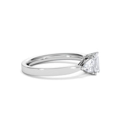 Aurora Lab Diamond Emerald Cut and Trillion 1.00ct Ring in 18K White Gold F/VS1