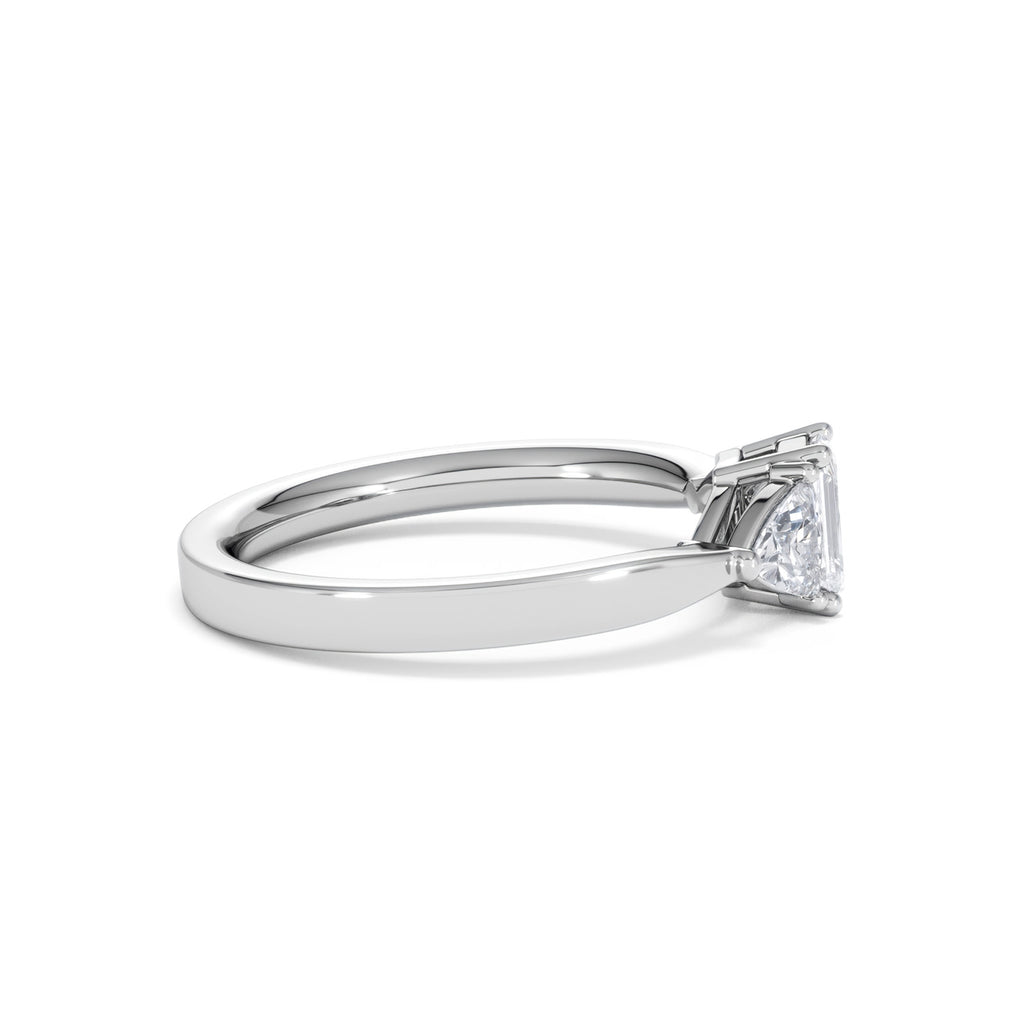 Aurora Lab Diamond Emerald Cut and Trillion 1.00ct Ring in 18K White Gold F/VS1