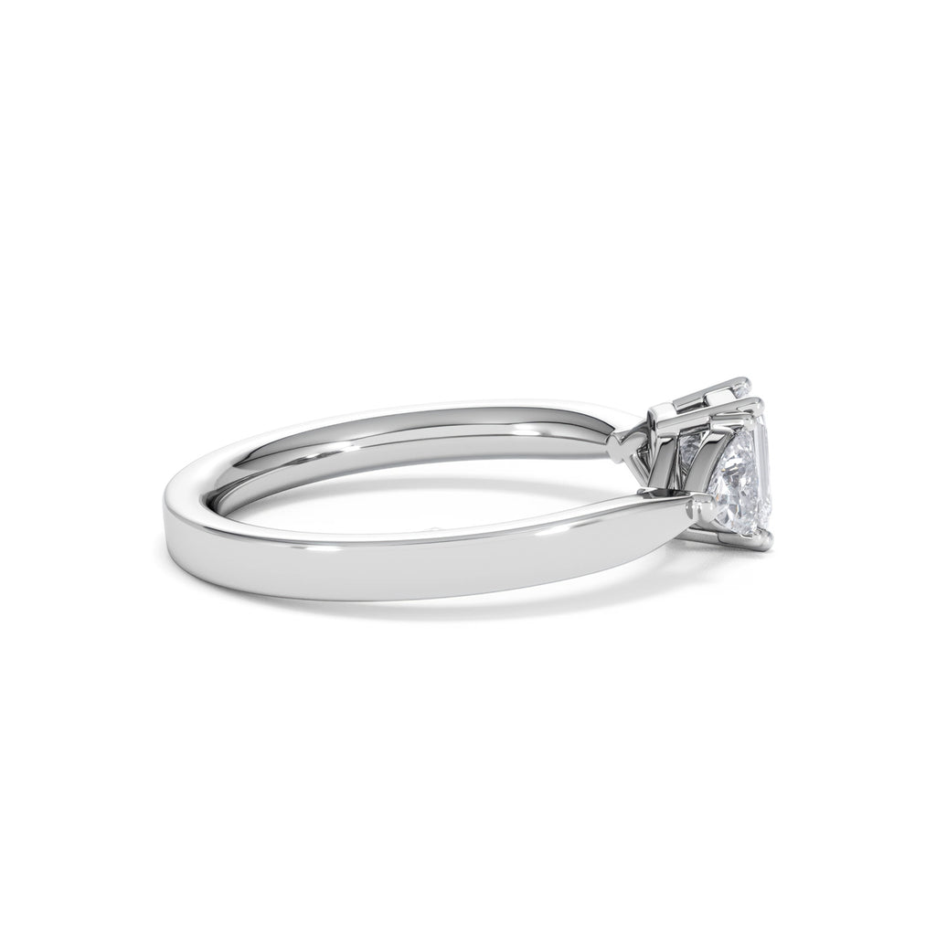 Aurora Lab Diamond Emerald Cut and Trillion 1.00ct Ring in Platinum F/VS1