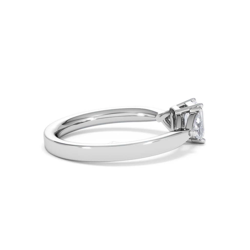Aurora Lab Diamond Emerald Cut and Trillion 1.00ct Ring in Platinum F/VS1