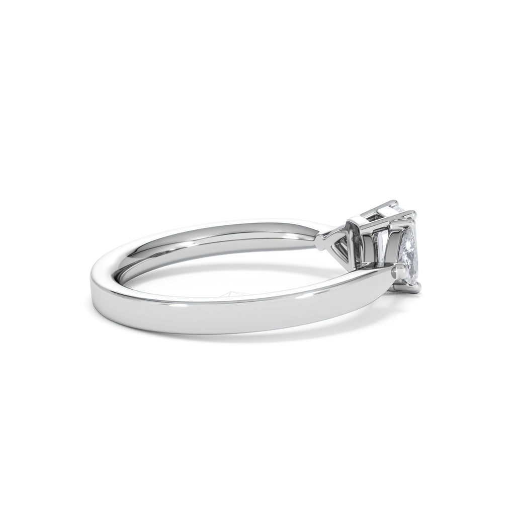 Aurora Lab Diamond Emerald Cut and Trillion 1.00ct Ring in Platinum F/VS1