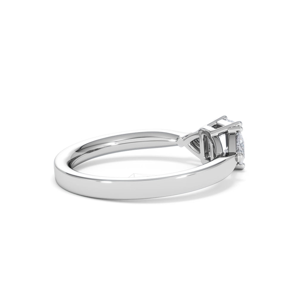 Aurora Lab Diamond Emerald Cut and Trillion 1.00ct Ring in Platinum F/VS1