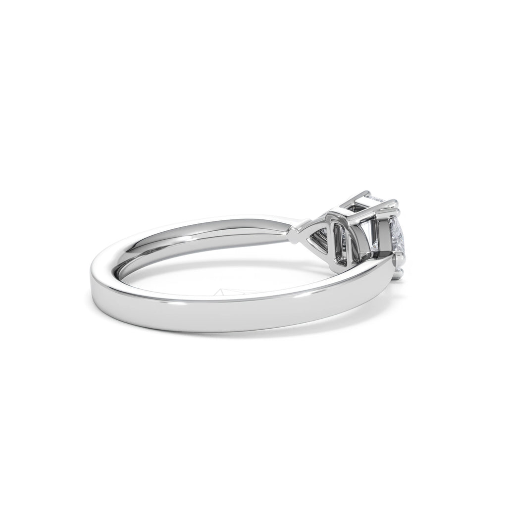 Aurora Lab Diamond Emerald Cut and Trillion 1.00ct Ring in Platinum F/VS1