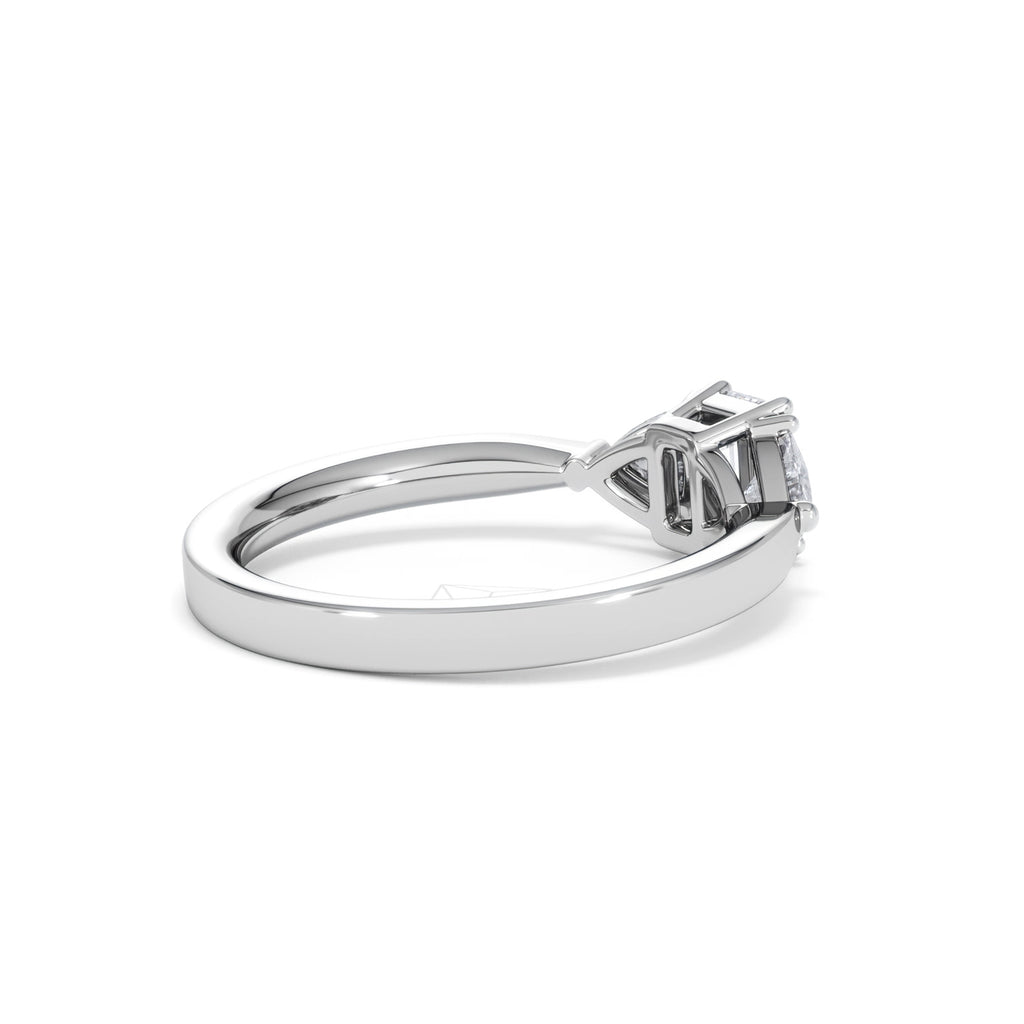 Aurora Lab Diamond Emerald Cut and Trillion 1.00ct Ring in Platinum F/VS1