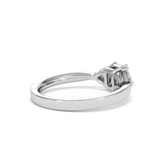 Aurora Lab Diamond Emerald Cut and Trillion 1.00ct Ring in Platinum F/VS1