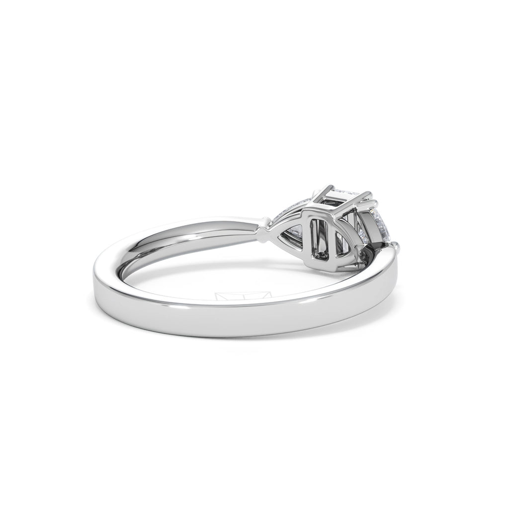 Aurora Lab Diamond Emerald Cut and Trillion 1.00ct Ring in Platinum F/VS1
