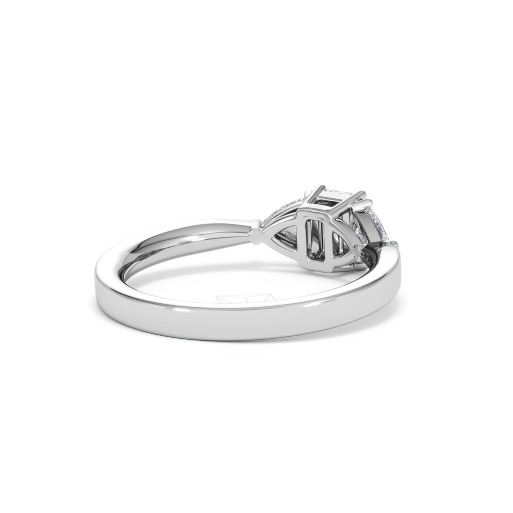 Aurora Lab Diamond Emerald Cut and Trillion 1.00ct Ring in Platinum F/VS1