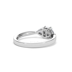 Aurora Lab Diamond Emerald Cut and Trillion 1.00ct Ring in 18K White Gold F/VS1