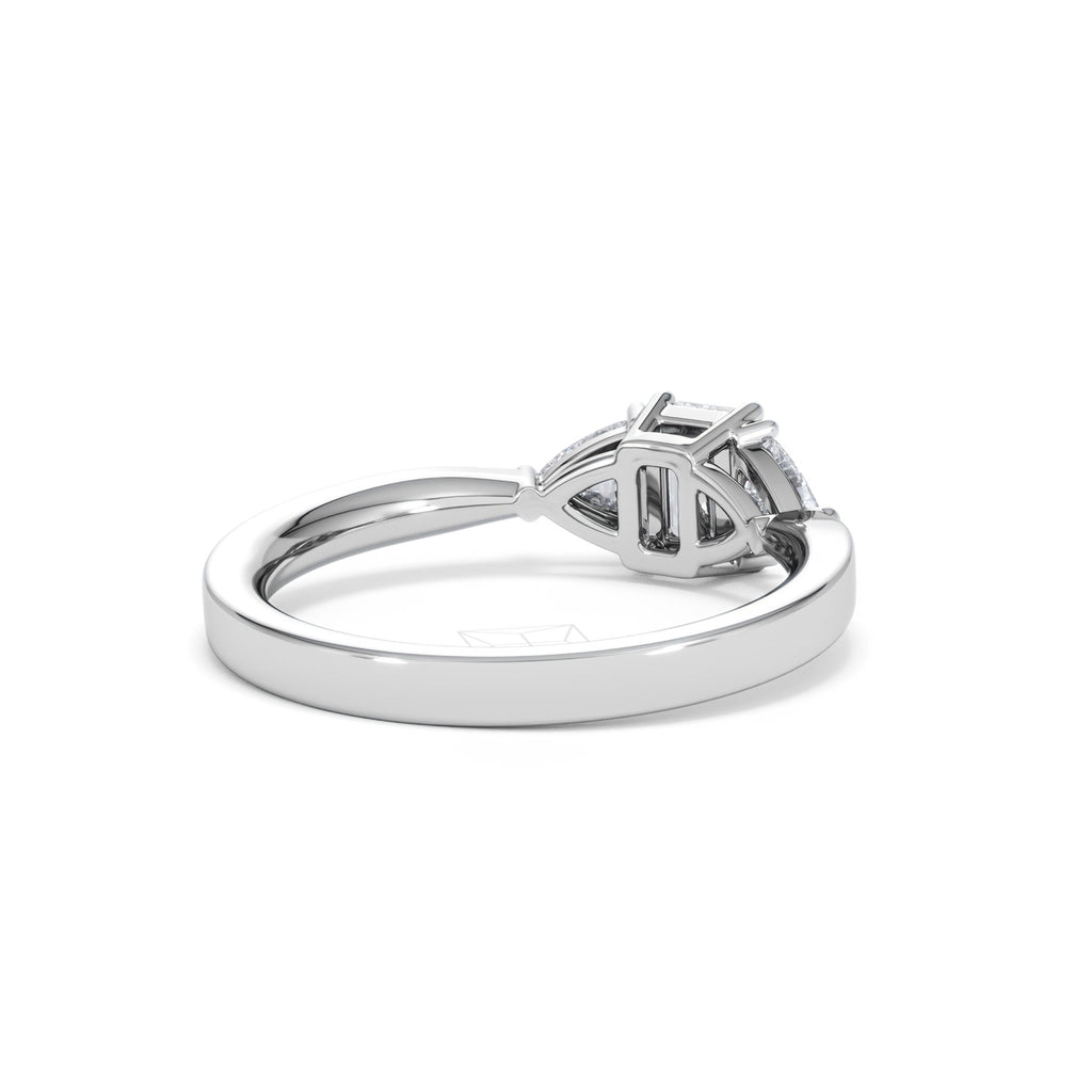 Aurora Lab Diamond Emerald Cut and Trillion 1.00ct Ring in Platinum F/VS1