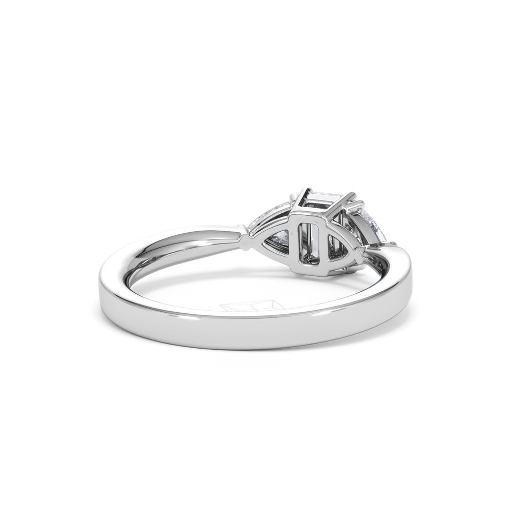 Aurora Lab Diamond Emerald Cut and Trillion 1.00ct Ring in Platinum F/VS1
