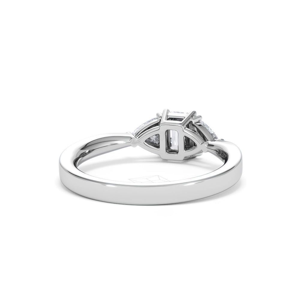 Aurora Lab Diamond Emerald Cut and Trillion 1.00ct Ring in Platinum F/VS1