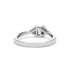 Aurora Lab Diamond Emerald Cut and Trillion 1.00ct Ring in Platinum F/VS1