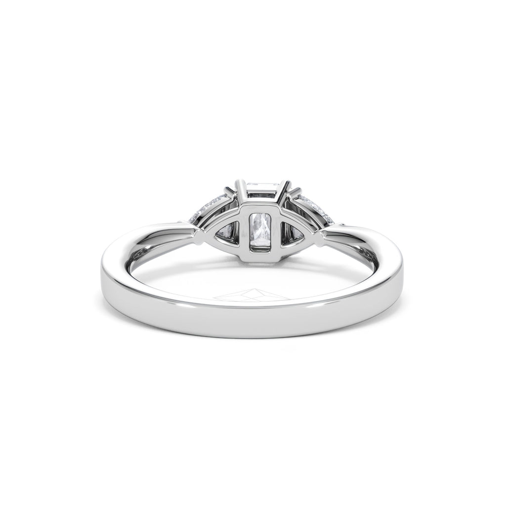 Aurora Lab Diamond Emerald Cut and Trillion 1.00ct Ring in Platinum F/VS1